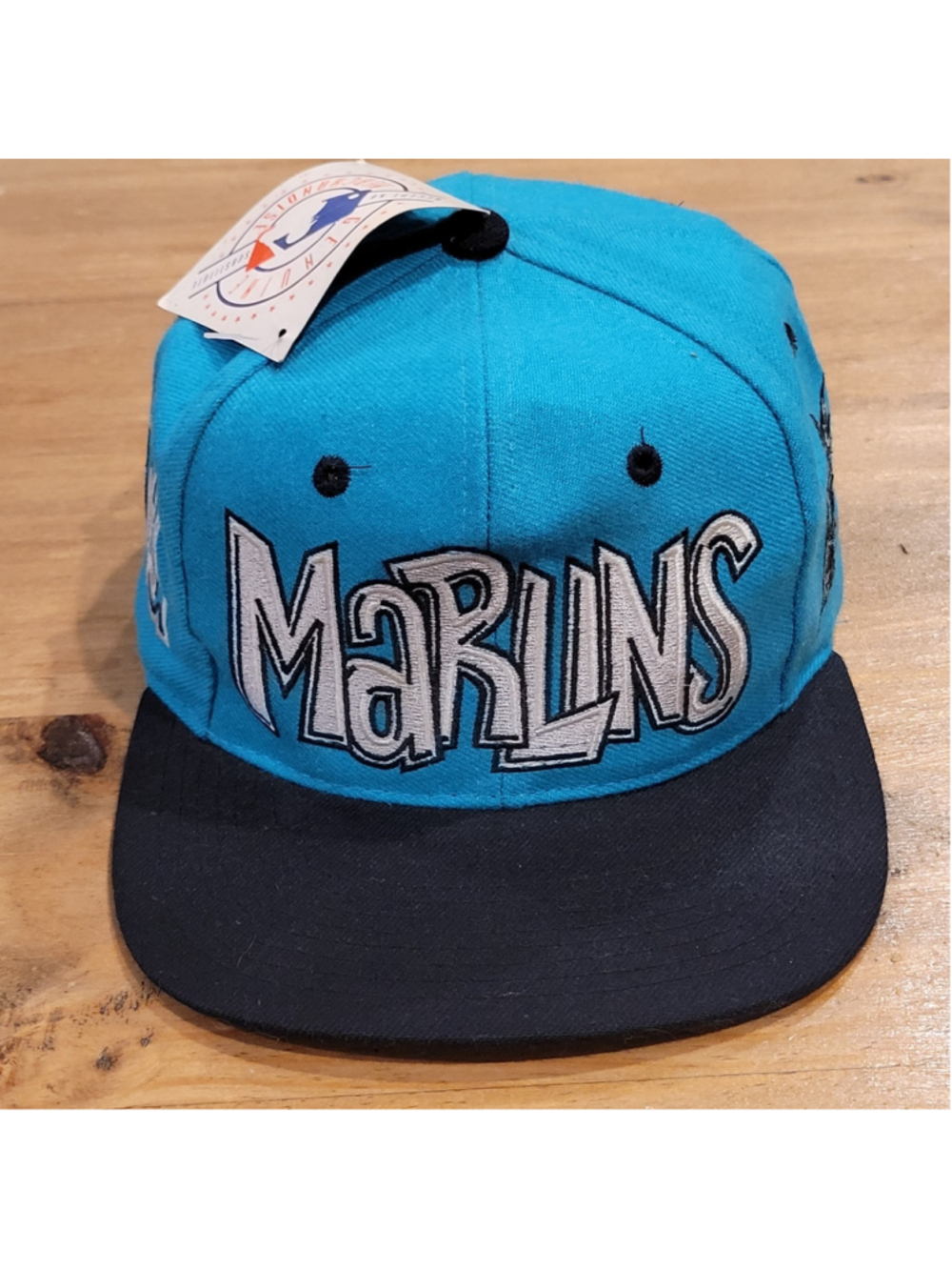 Vintage Florida Marlins Snapback Graffiti Drew Pearson Wool NOS 90s MLB Spell Ou